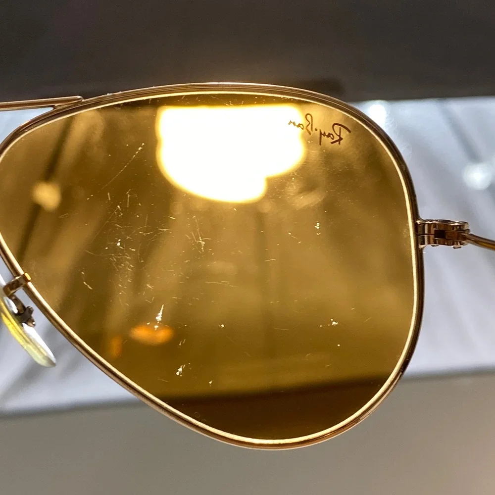 Ray-Ban RB3025 Aviator Sunglasses Mens Large Gold Brown Photochromic 58-14